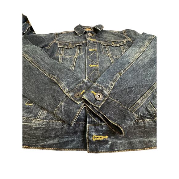 American Eagle Outfitters Womens Dark Denim Button Jean Jacket Large Trucker - Picture 9 of 9